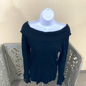 Black Off the Shoulder Sweater with Tie Wrist